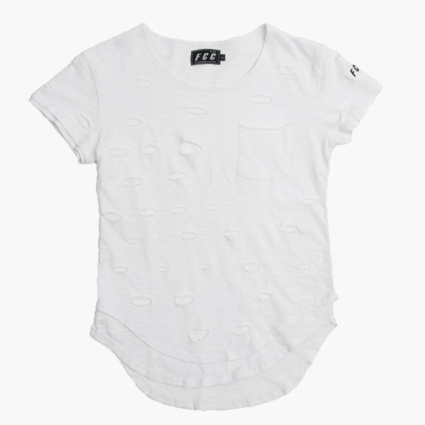 DISTRESS EXTENDED TEE WHITE